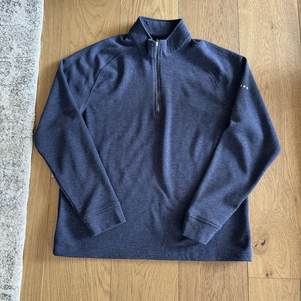 Dunning Golf 1/4 Zip Pullover Men's Medium Blue Heather Performance Wool Blend
